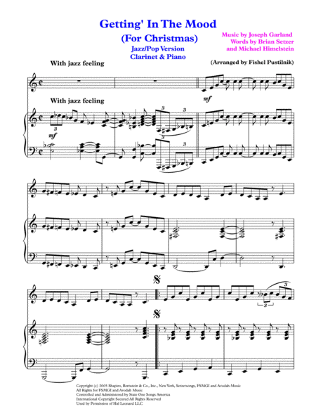 Getting In The Mood For Christmas For Clarinet And Piano Jazz Pop Version With Improvisation Page 2