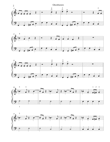 Ghostbusters Movie Theme Song For Early Intermediate Piano Page 2