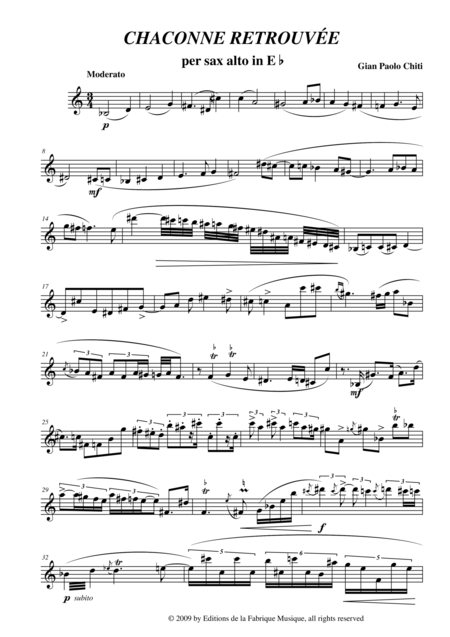 Gian Paolo Chiti Chaconne Retrouve For Alto Saxophone Page 2
