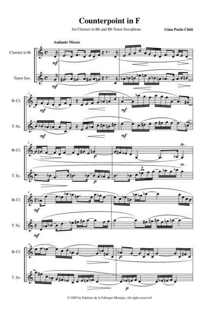 Gian Paolo Chiti Counterpoint In F For Bb Clarinet And Tenor Saxophone Page 2