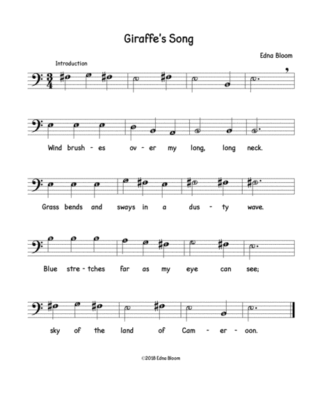 Giraffes Song Bass Clef Study Alphanotes Standard Notation Page 2