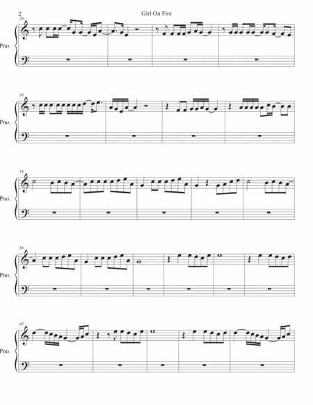 Girl On Fire Piano Easy Key Of C Page 2