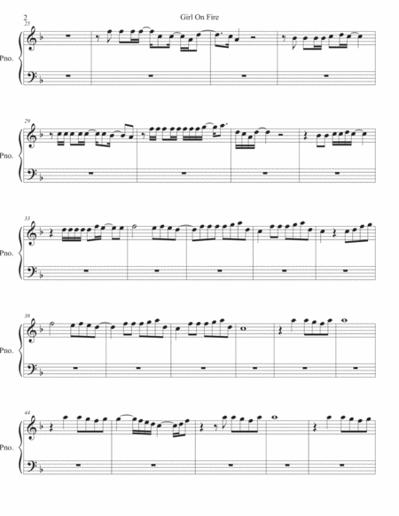 Girl On Fire Piano Page 2