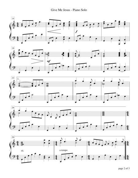Give Me Jesus Piano Solo Page 2