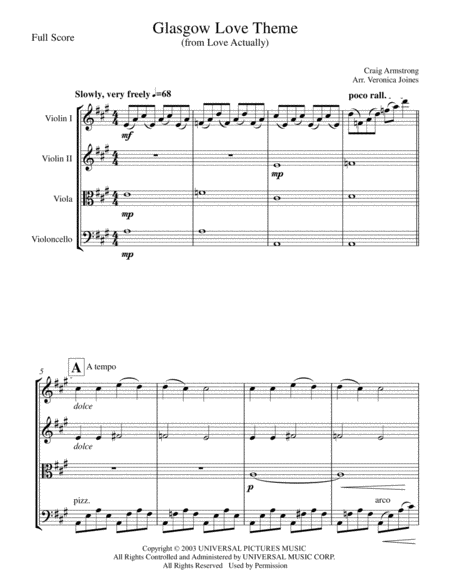 Glasgow Love Theme For String Quartet Page 2