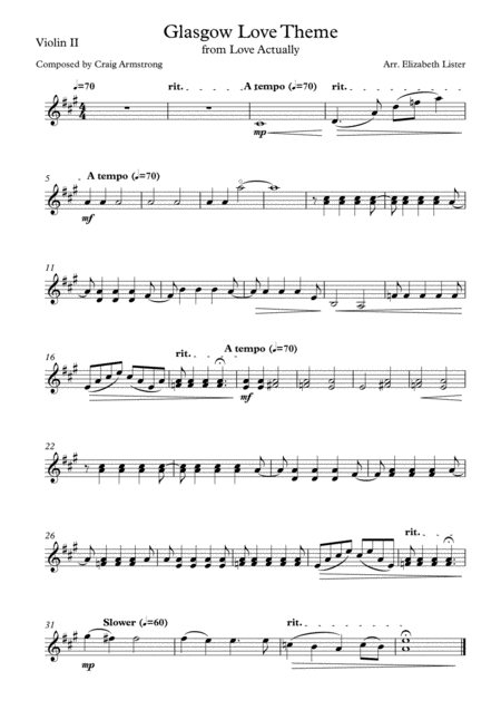 Glasgow Love Theme From Love Actually String Quartet Page 2