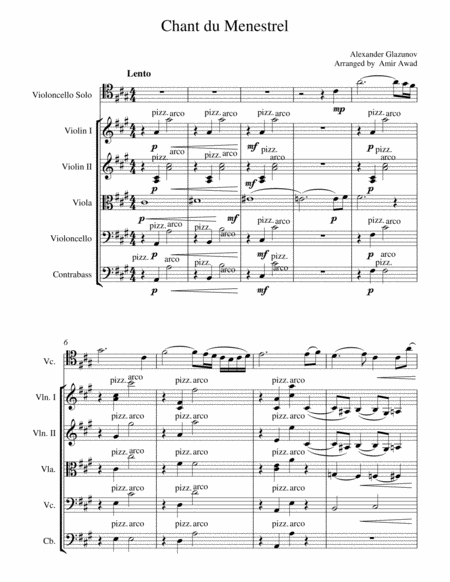 Glazunov Chant Du Menestrel Op 71 For Cello Solo And String Orchestra Page 2