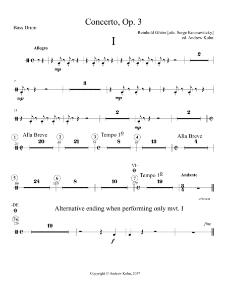 Glire Koussevitzky Bass Concerto Set Of Orchestral Parts Page 2