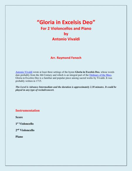 Gloria In Excelsis Deo 2 Violoncellos And Piano Advanced Intermediate Chamber Music Page 2