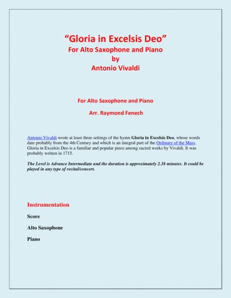 Gloria In Excelsis Deo Alto Sax And Piano Advanced Intermediate Page 2