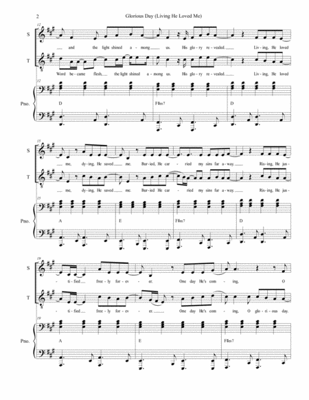 Glorious Day Living He Loved Me For 2 Part Choir Sop Ten Page 2