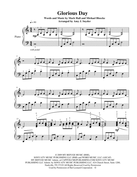 Glorious Day Living He Loved Me Piano Solo Page 2