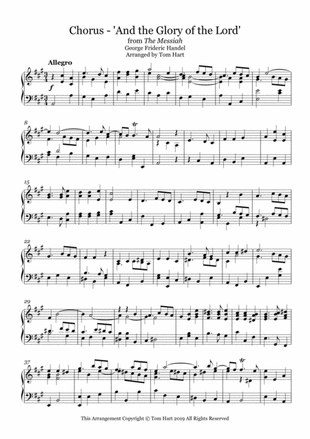 Glory Of The Lord From The Messiah Piano Solo Page 2