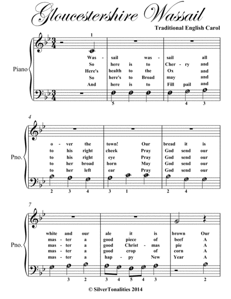 Gloucestershire Wassail Beginner Piano Sheet Music Page 2