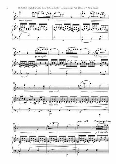 Gluck Melody From The Opera Orfeo Ed Euridice Flute And Piano Page 2