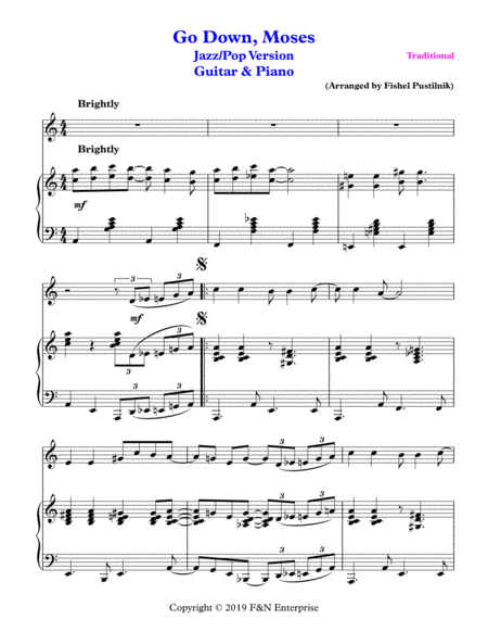 Go Down Moses For Guitar And Piano Jazz Pop Version Video Page 2