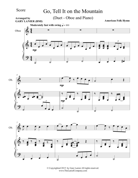 Go Tell It On The Mountain Duet Oboe And Piano Score And Parts Page 2