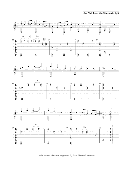 Go Tell It On The Mountain For Fingerstyle Guitar Tuned Cgdgad Page 2