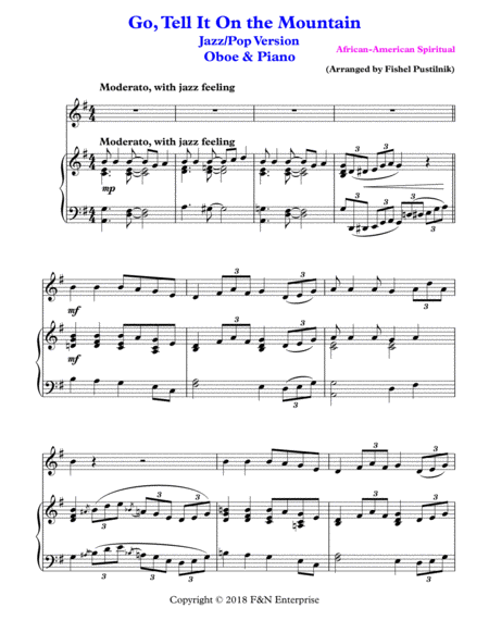 Go Tell It On The Mountain For Oboe And Piano Page 2