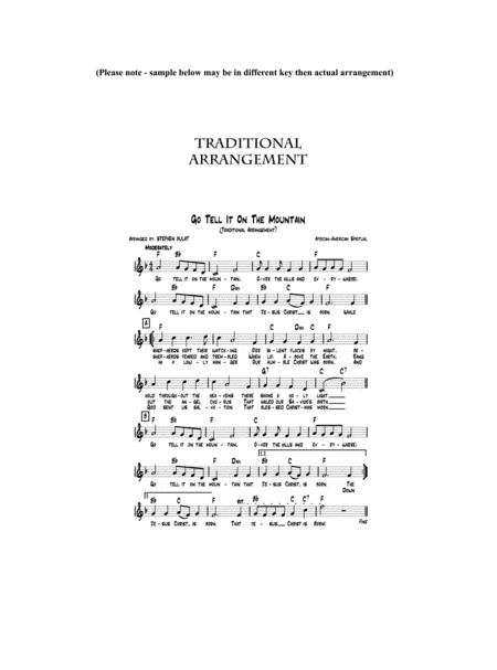 Go Tell It On The Mountain Lead Sheet Arranged In Traditional And Jazz Style Key Of E Page 2