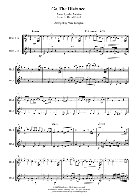 Go The Distance From Hercules French Horn Duet Page 2
