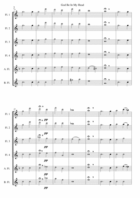 God Be In My Head For Flute Sextet 4 Flutes Alto Flute Bass Flute Page 2