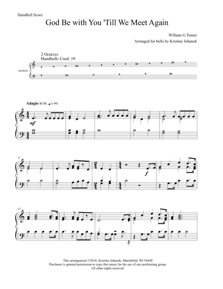 God Be With You Till We Meet Again 2 Octave Handbells Tone Chimes Or Hand Chimes Page 2