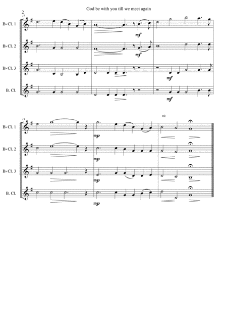 God Be With You Till We Meet Again For Clarinet Quartet 3 Bflats And 1 Bass Page 2