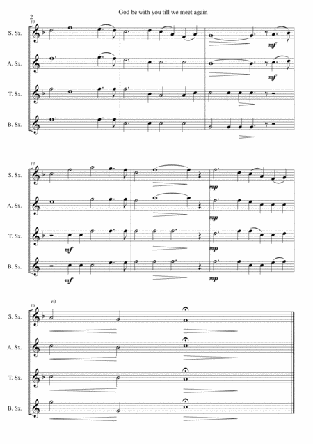 God Be With You Till We Meet Again For Saxophone Quartet Page 2