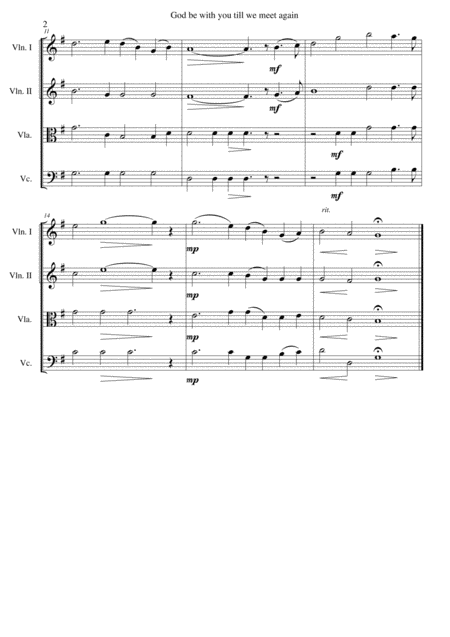 God Be With You Till We Meet Again For String Quartet Page 2