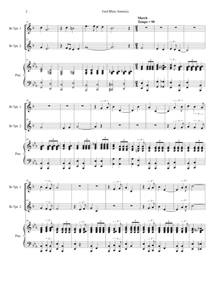 God Bless America Duet For Bb Trumpet Page 2