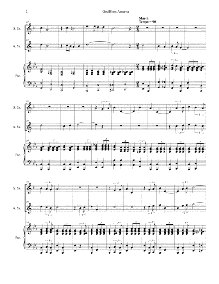 God Bless America Duet For Soprano And Alto Saxophone Page 2