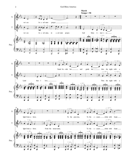 God Bless America For 2 Part Choir Sop Ten Page 2