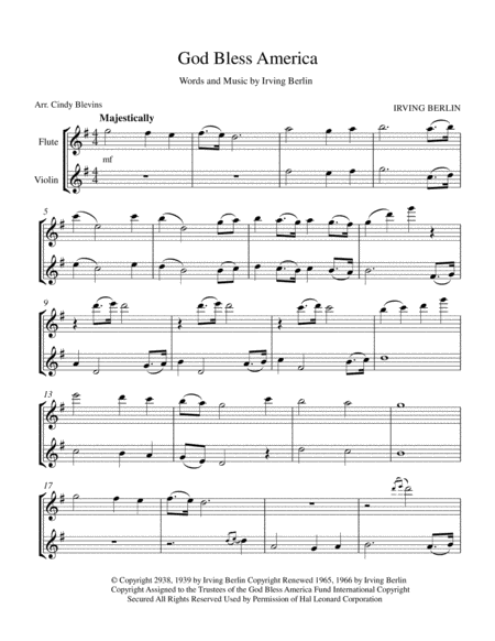 God Bless America For Flute And Violin Page 2