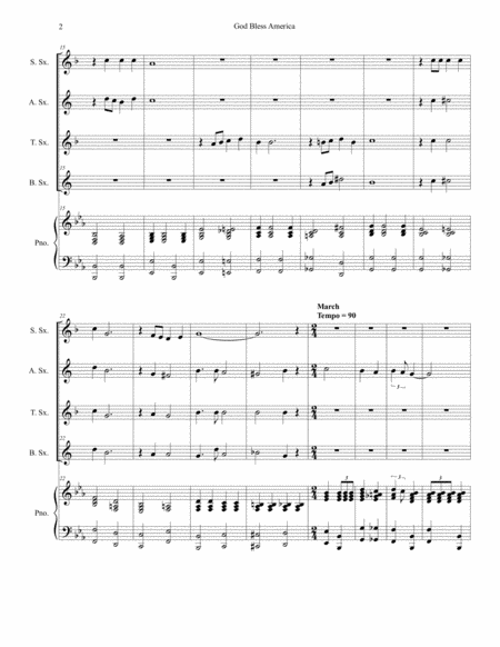 God Bless America For Saxophone Quartet Page 2