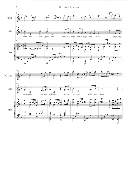 God Bless America Piano C Instrument Vocal Solo Page 2