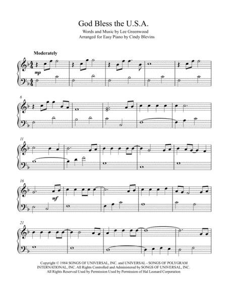 God Bless The Us A An Easy Piano Solo Arrangement Page 2