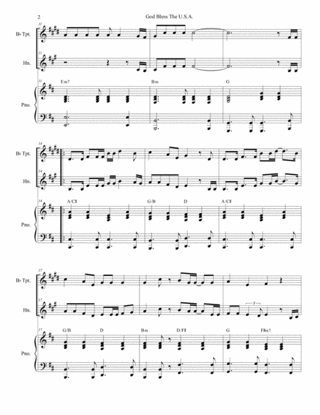 God Bless The Us A Duet For Bb Trumpet And French Horn Page 2