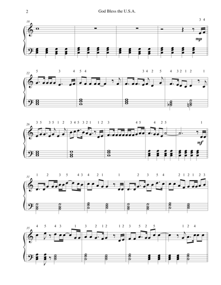 God Bless The Us A For Easy Piano Page 2