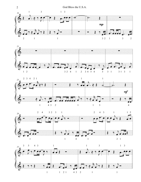 God Bless The Us A For Very Easy Piano Page 2