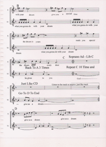 God Gives Us A Dream Vocal Lead Sheets Page 2