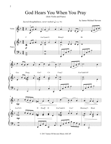 God Hears You When You Pray Violin Piano Page 2