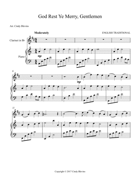 God Rest Ye Merry Gentlemen Arranged For Piano And Bb Clarinet Page 2