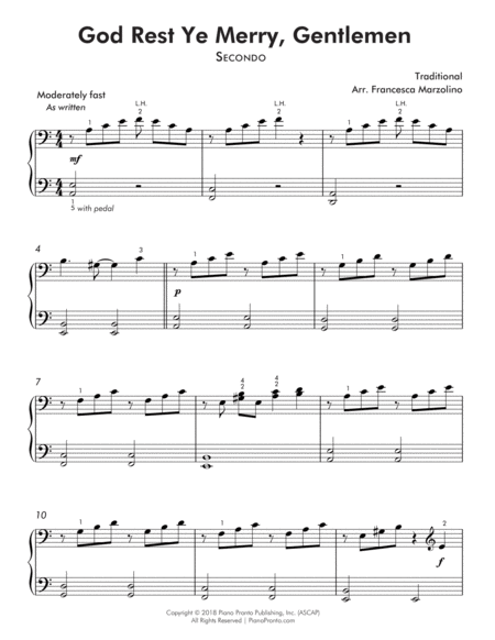 God Rest Ye Merry Gentlemen Easy Piano Duet Page 2