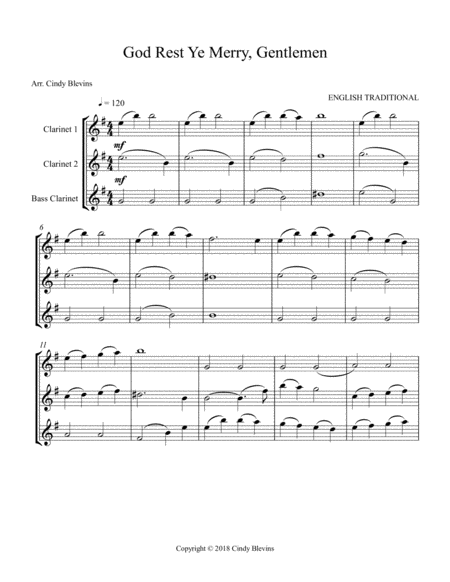God Rest Ye Merry Gentlemen For Two Clarinets And Bass Clarinet Page 2