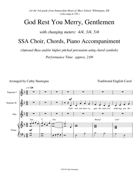 God Rest You Merry Gentlemen Ssa Choir Chords Piano Acc Page 2