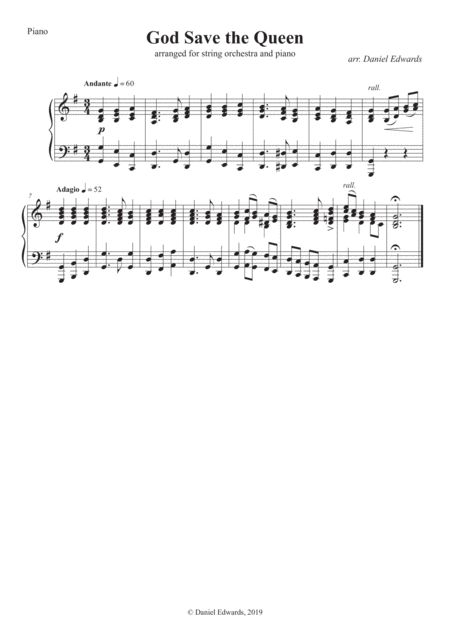 God Save The Queen Arranged For String Orchestra And Piano Page 2