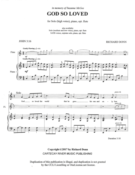 God So Loved Solo For High Voice Optional Flute Page 2