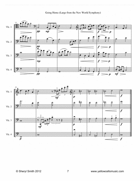 Going Home Largo Theme From New World Symphony For Cello Quartet Four Cellos Page 2
