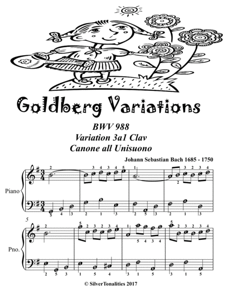 Goldberg Variations Bwv 988 3a1 Clav Easiest Piano Sheet Music Tadpole Edition Page 2